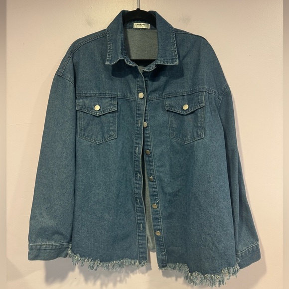 Frayed bottom heavyweight denim jacket - Picture 1 of 4